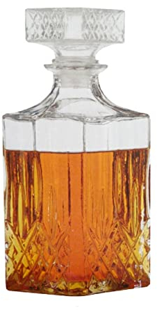 Jarra de Cristal Con Cierre para Whisky, Coñac, Scotch, Brandy y Sherry - 900 ml - Decantador de 23,5 x 9 x 9 cm