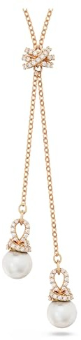 Swarovski Pendente a Y Originally, Crystal Pearl, Bianco, Placcato color oro rosa