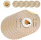 HEKOBAG Runde Tischsets 6 Stück Goldene rutschfeste Platzsets (38 cm) und 6 Stück Runde Untersetzer (10 cm), Hitzebeständige Tischuntersetzer PVC-Tischsets für Hochzeiten, Restaurants