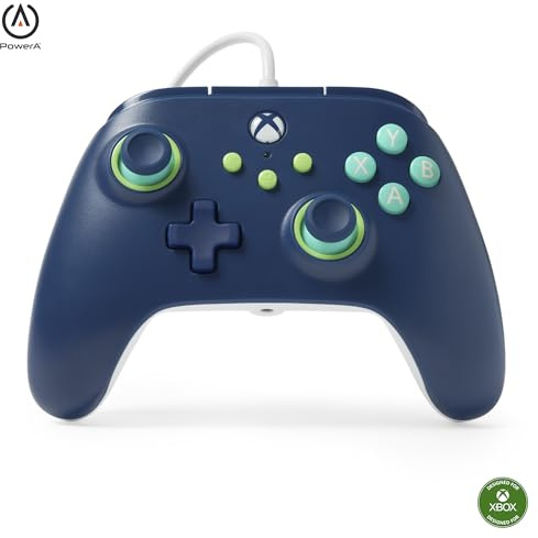 PowerA Wired Controller For Xbox Series X & S, Xbox One, PC, Windows 10 & 11, Dual Rumble Motors, Detachable 10ft USB Cable, 3.5mm Stereo Headset Jack, Official: Mariner Blue