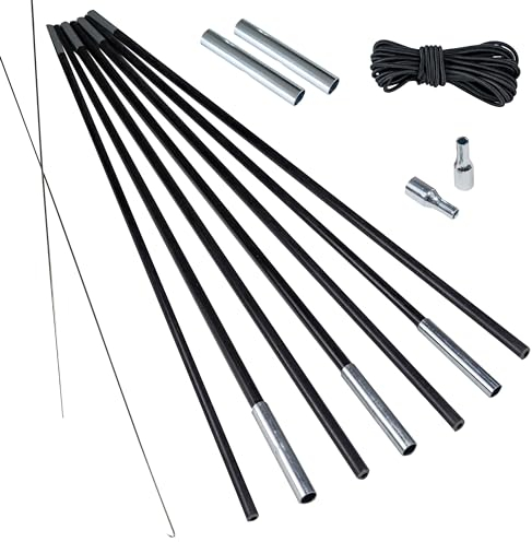 Fiberglas Zeltstange Ø 8,5 mm - 400 cm aus 7 Segmenten - mit Gummizug und Einfädelhilfe Zeltgestänge Zeltstangen - Ersatzstangen für Zelte | Kürzbar - Biegeradius 70 cm