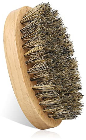 YHNDECO Beard Brush with Storage Bag, 100% Boar Bristle Brush for Daily Beard Care, Beard Brush for Men Travel
