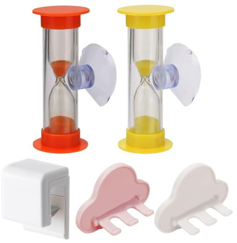 Timer A Clessidra A Ventosa Da 2 Pezzi, Portaspazzolino Da 2 Pezzi, Portadentifricio Da 1 Pezzo, Timer Per Spazzolino Da Denti Per Bambini