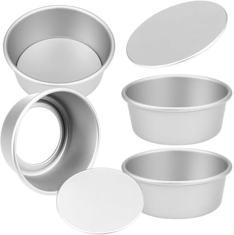 Ciieeo 4pcs 4Inch Round Cake Molds with Removable Bottom, Aluminium Alloy Mini Baking Pans for Easy Release, Non-Stick Tins Perfect for Home Baking