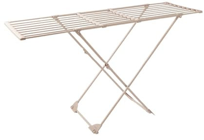 Tower T873022MSH Extending Airer with Telescopic Poles, 16 Hanging Clips, Racks for Shoes, Foldable Design, Integrated Wheels, Weight Capacity 17kg, Latte