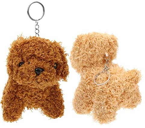 LRXIYODE Plush Dog Pendant 2 Pack Dog Plush Bag Charm Stuffed Animal Keychain for Backpack Bag Decor Desk Bed Travel Accessory Gift for Kids Boys Girls