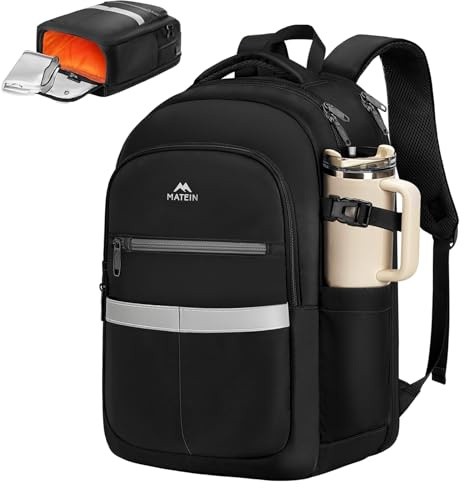 MATEIN Rucksack mit Schuhfach Abnehmbarem, Anti-Diebstahl LaptopRucksack 15,6 Zoll, Rucksack Herren Wasserdicht mit USB-Anschluss, Sportrucksack Herren mit Isolierfach, für Reise, Arbeit, Schwarz