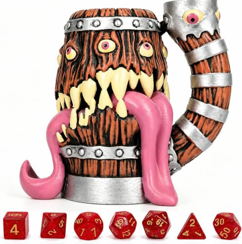 Luazuri Dice Tower Mug Dice Rolling Tray Comes with 7 PCS Dice Set | Suitable for DND Dungeons and Dragons, Tabletop Games, Available As Drink Holder, D&D Gifts, DND Accessories