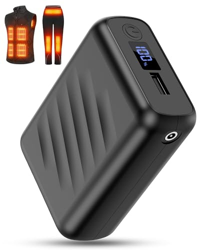 FERNIDA 20 000mah liten powerbank, snabbladdningsfunktion, batteri med DC, USB-och Type-C-anslutningar för uppvärmda kläder, bärbar extern batteribank för uppvärmbara västbyxor och mobil smart enhet