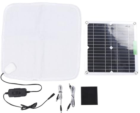 Vikye Couverture Chauffante à Panneau Solaire, Chauffage Uniforme Rapide 12V 50W, Coussin Chauffant Doux et Portable pour Animaux de Compagnie, avec Boîtier de Batterie pour