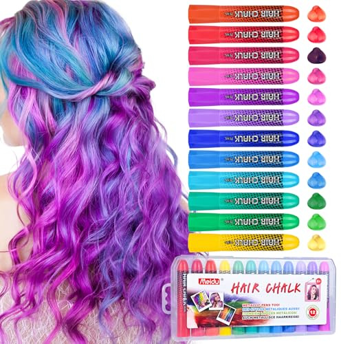 Washable Hair Chalk for Girls,12 Pcs Chalk Pens,Temporary Hair Color Dye, Kids Make Up Sets for Girls Kids Age 5 6 7 8 9 10 11 12 13 Years Old,Halloween Birthday Christmas Cosplay Hair DIY Party