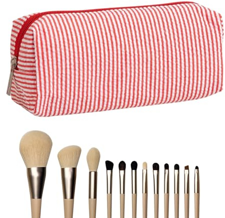 Tktouci Pencil Case Pouch,Seersucker Pencil Pouch Stationery Case - Portable Organizer School Supplies for Brushes Makeup Purse Daily Classroom Art Class Office Work Desk Home Birthday Preschool