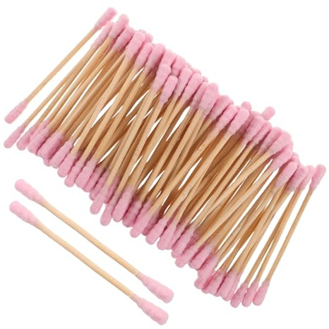 Beavorty Bastoncillos de Algodón Desmaquillantes Rosa 1000 Piezas Hisopos de Doble Punta Espiral de 76 CM Mango de Madera para Limpieza Facial y Cuidado de Oídos
