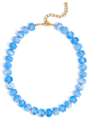 HolidayQbee Chunky Blue Beaded Choker Necklace for Women Fashion Jewelry