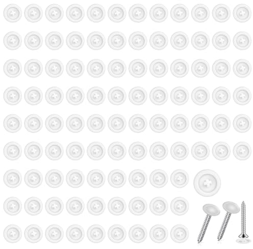 100 Pièces Capuchons Vis Plastique Blanc, Cache Vis Tête Cruciforme Type Clip, Capuchon Protection Couvercle Décoratif pour Meubles Fenêtres Clôtures, Protection Anti Poussière Finition Propre, 3 mm