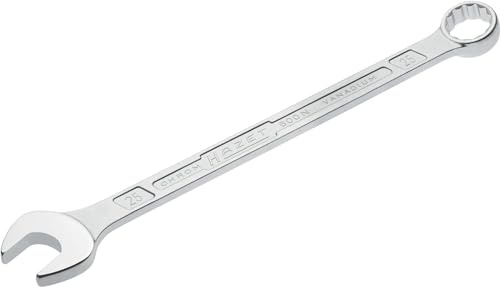 HAZET: Ring-Maulschlüssel 600N-25 verchromt I Ringschlüsselkopf 15 Grad abgewinkelt - Abtrieb: Außen Doppel-Sechskant, Schlüsselweite: 25 mm, Schaft mit extra stabilem HAZET Doppel-T-Profil