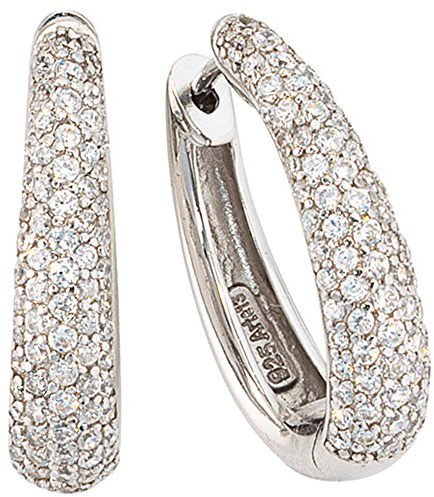 Jobo Damen-Creolen aus 925 Sterling Silber mit 140 Zirkonia Oval