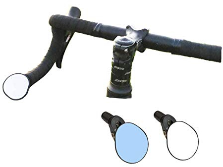 Hafny Road Bike Bar End Mirror, Convex Blue Glass Mirror, HF-M956S-FR06 (Silver)