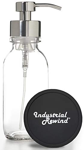 Clear 16oz Glass Soap Holder with Chrome Pump for Foaming Soap, Includes Non Slip Bottom and Counter Protector. Dispenser for Foaming Bath or Hand Soap by Industrial Rewind® (Clear/Chrome)