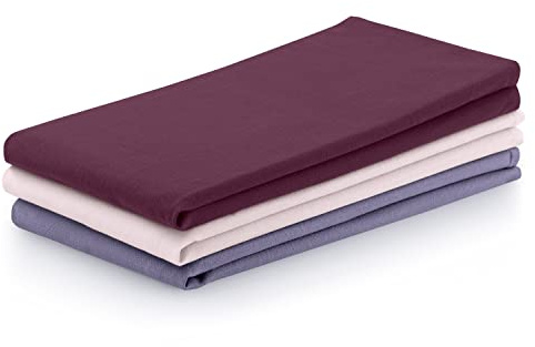 AmeliaHome Lot de 3 torchons de Cuisine en Coton Lisse Letty Violet Rose poudré Rose 50 x 70 cm
