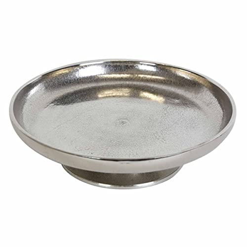 Casa Moro Aluminium silverbricka Livorno M med fot Ø 26 cm rund tårtfat lyx kakfat av metall handgjuten | serveringsbricka juldekoration för vardagsrum matsal kök | ALTB16M