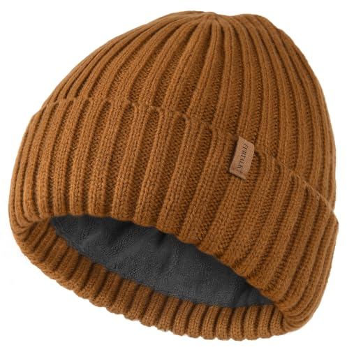 FURTALK Unisex Winter Beanie Grobstrick Mütze mit weiches Fleecefutter Warm Wintermütze für Herren und Damen