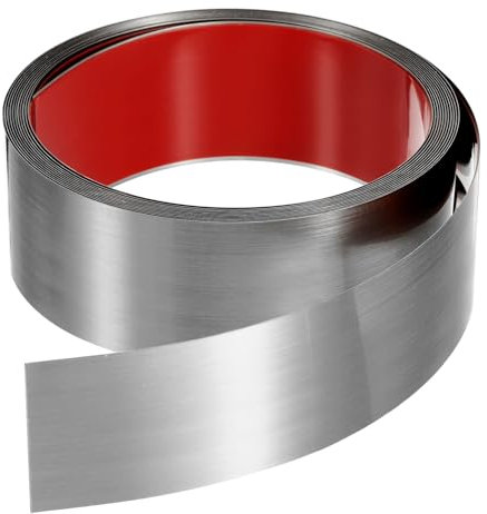 QUARKZMAN 16,4Ft x 1,97 Garniture Murale, Cadre de Garniture de Moulure à Décoller et à Coller, Garniture de Bande Métallique de Finition Brossée en Acier Inoxydable auto-Adhésive, Argent