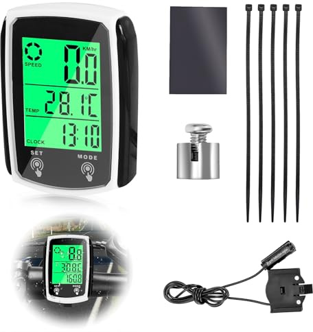 Bike Computer 19 Functions Valentine's Day Gifts Universal IP54 Waterproof Bicycle Speedometer Odometer with LCD Backlit Display Touch Screen Automatic Start/Stop Wired Cycling Computer MTB Riding