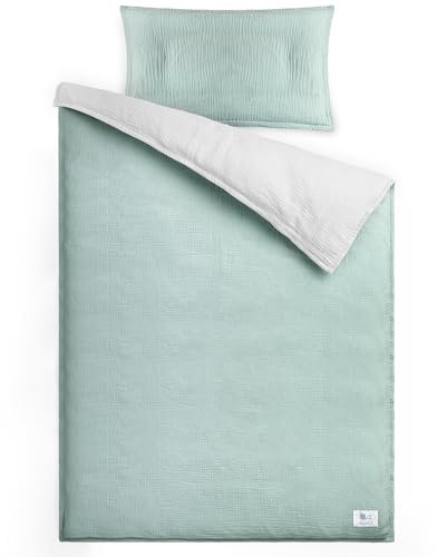 lulumoon Musselin Kinderbettwäsche 100x135: Bettbezug 100x135 + Kissenbezug 40x60cm aus Baumwolle Oeko-TEX Standard – Leicht und Komfortabel Bettwäsche Set für Baby Kinder