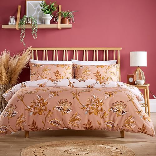Olivia Rocco Shimla Duvet Cover Set Easy Care Quilt Covers with Pillowcases Super Soft Reversible Bedding Bed Linen Sets, Spice Double