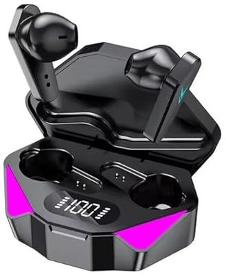 Rasaris Écouteurs sans fil, casque de jeu 8D avec lumières RVB, micro et basses, Bluetooth 5.3 HiFi stéréo pour musique et joueur