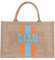BEY'Z Exotic Vintage Chic Damen Jute-Tragetasche, gestreifter Druck, Schultereinkauf, umweltfreundlich, wiederverwendbar, Natur, ausgefallene Strandtasche, Handtasche, Ganzjahresbegleiter, Sommer,