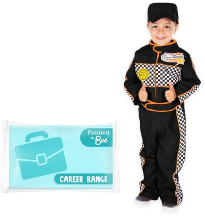 Pretend to Bee Costume de pilote de course pour enfants Casquette et costume de pilote de course noirs 2-3 ans