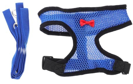 NUOBESTY Harnais de Poulet Respirant Ajustable en Filet Bleu Taille S, Laisse Élastique pour Promenade, Harnais Confortable pour Poules et Petits Animaux de Compagnie Couleur Aléatoire