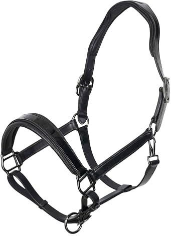 Imperial Riding Cabestro de Cuero Hera, Cuello anatómico, Acolchado con Purpurina en la Correa de la Nariz, Piel de búfalo Premium con Acolchado Suave y Accesorios de Acero Inoxidable, Elegante y