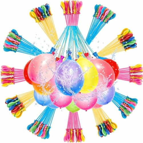 216 Pcs Water Balloons, Reusable Water Balloons with Quick-Fill System, Vibrant Multi-Color Water Bombs for Outdoor Water Fights, Pool Parties and Family Gatherings, 12 Bundles of 18 Balloons
