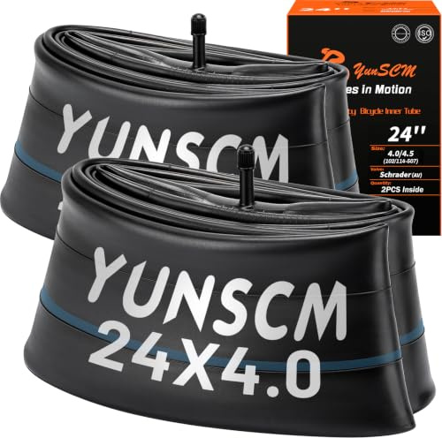 YunSCM 2-Stück24 Zoll 102/114-507 Verdickter Fat Schlauch 24 x4,0/4,5 AV32mm Ventil kompatibel 24 Zoll Fat Fahrradschlauch/E-Fahrrad/Elektrofahrrad Schlauch 24x4,0 24x4,10 24x4,25 24x4,30 24x4,50