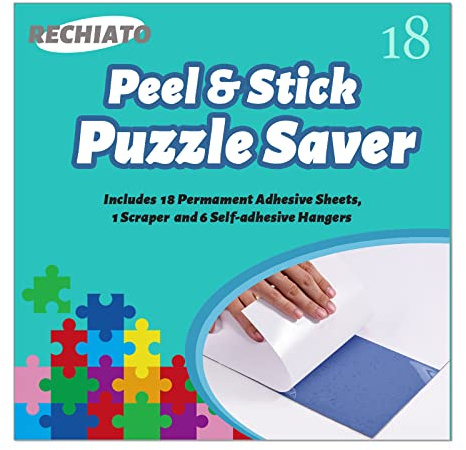 Preserve 3 X 1000 Puzzle Glue Sheets, 18 Puzzle Saver Peel and Stick, Saver Sheets No Stress & No Mess,