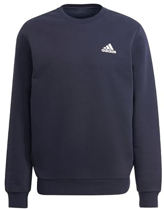 adidas Men's FEELCOZY ESSENTIALS FLEECE SWEATSHIRT , legend ink/white, L