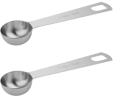 2PCS 1tsp(1/3tbsp, 5ml) Measuring Spoon, Stainless Steel Teaspoon