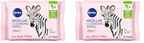 NIVEA MicellAIR SKIN BREATHE Biodegradable Make-Up Remover Wipes (25 Sheets), Makeup Remover Micellar Wipes, Biodegradable Wipes, Face Wipes Makeup Remover (Pack of 2)