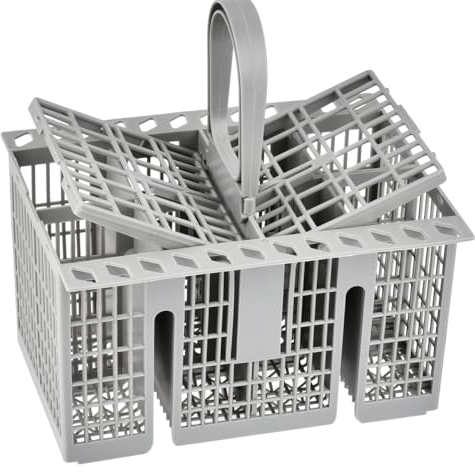 HUMOKI Dishwasher Cutlery Basket, Dishwasher Utensil Basket With Handle and Lid, Removable Replacement Baskets, Efficient Space Saving, Dishwashers Baskets, for Dishwashers Universal, Grey