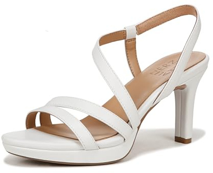 Naturalizer Womens Brenta Heeled Sandal White 6.5 M