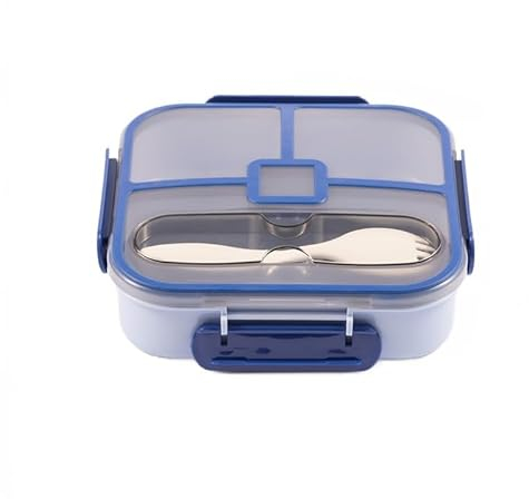 BUZIFU Brotdose mit Fächern 1100ML Bento Lunch Box Frühstücksbox Lunchbox Erwachsene Kinder Salatbox To Go Auslaufsicher Snackbox Eingebaut Besteckset Löffel & Gabel, Mikrowelle spülmaschinenfest