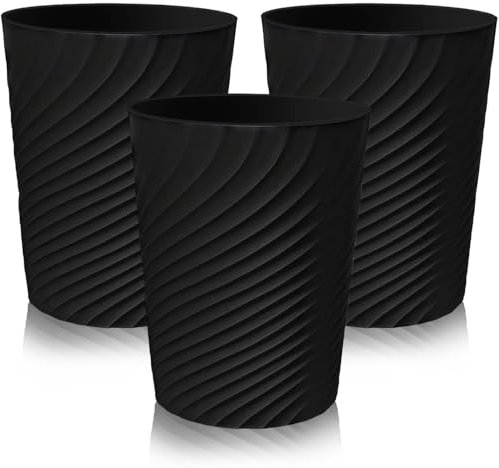 Lighterday 3 Stück Mülleimer Klein,Papierkorb Kunststoff Papiermülleimer Mülleimer Büro,Ohne Deckel Abfalleimer Trash Bin für Küche Kinderzimmer Schlafzimmer Wohnzimmer (Schwarz)
