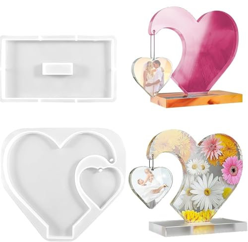 Forma de corazón moldes de Silicona Resina epoxi, Molde de Silicona Corazón para Resina Epoxi 3D - Ideal para Manualidades, Bodas y Aniversarios - Material de Calidad, Fácil de Usar