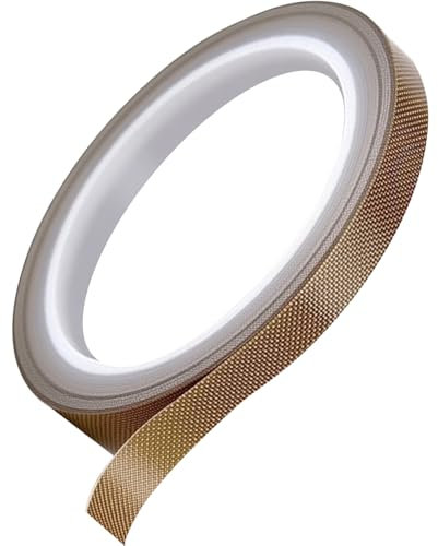 Jyvex Cinta adhesiva de teflón de teflón, 10 mm x 15 m, resistente al calor, cinta adhesiva de alta temperatura de PTFE para envasado al vacío, selladores de manos y pulsos