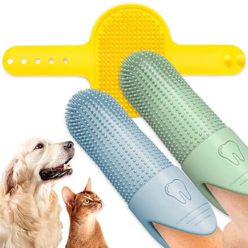SHSMPXOY Cepillo Dientes Perro Gato Pequeño Cepillos de Dientes para Perros de Silicona Dedos con Cobertura Completa de 360 ° Cuidado Dental Limpia Eficazmente la Placa Dental Cepillo de Masaje
