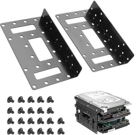 YAODHAOD 2.5 to 3.5 SSD/HDD Mounting Bracket, Up to 4 2.5 SSDs Metal Mounting Bracket Internal Hard Drive Mounting Bracket Tray for PC/NAS/Server (2PCS)