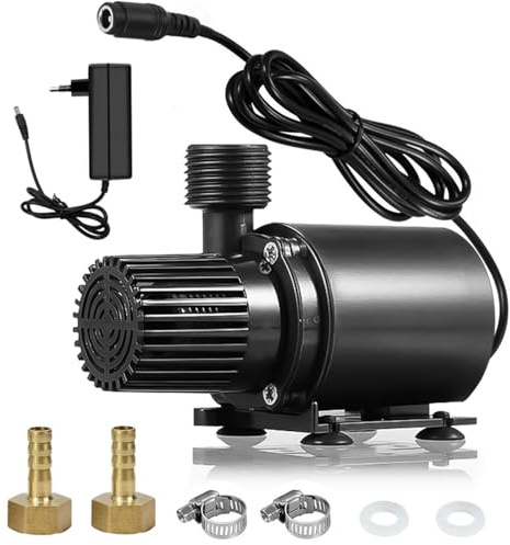 Bomba de agua 12 V 800 L/H 4,5 m bomba sumergible pequeña con regulación de velocidad, mini bomba de agua con adaptador de red, bomba para estanque para circulación de agua y fuentes